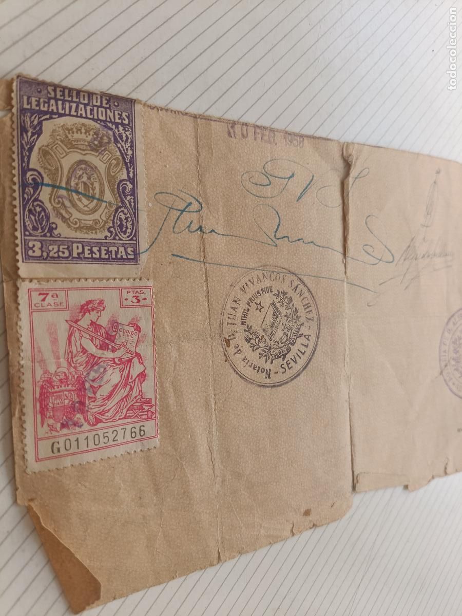 Documentos antiguos: Sello notarial de Legalizaciones 3,25 pesetas