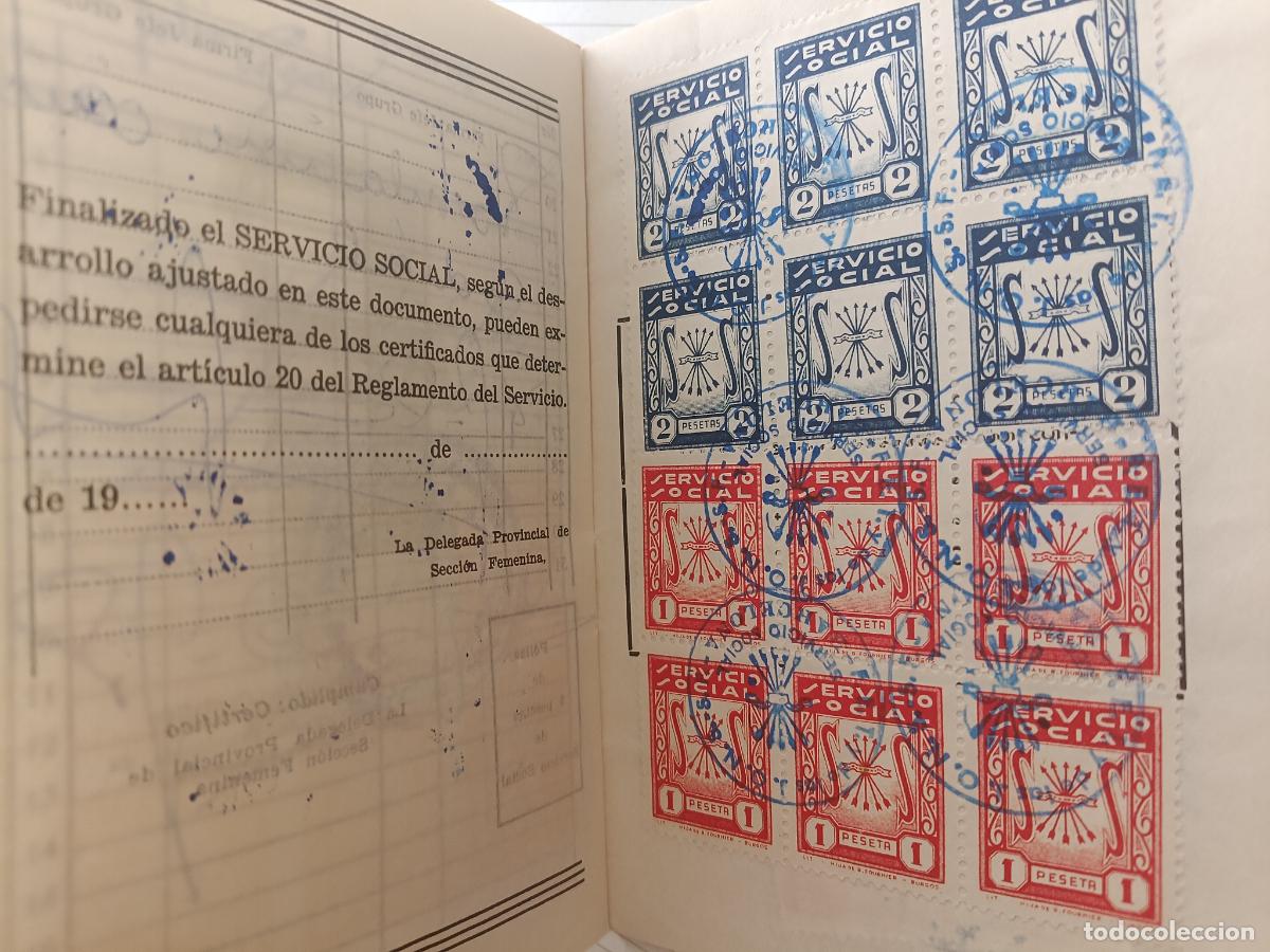 Documentos antiguos: CARTILLA SERVICIO SOCIAL AJUSTE DE LOS TRABAJOS FALANGE ESPA&Ntilde;OLA, SELLOS TIMBRES