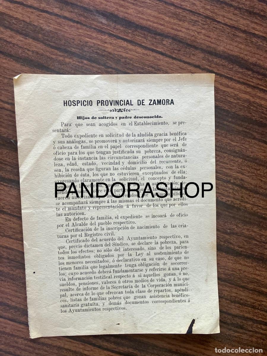 Documentos antiguos: NORMAS HOSPICIO DE ZAMORA PARA ACOGER, HIJOS DE SOLTERA Y PADRE DESCONOCIDO