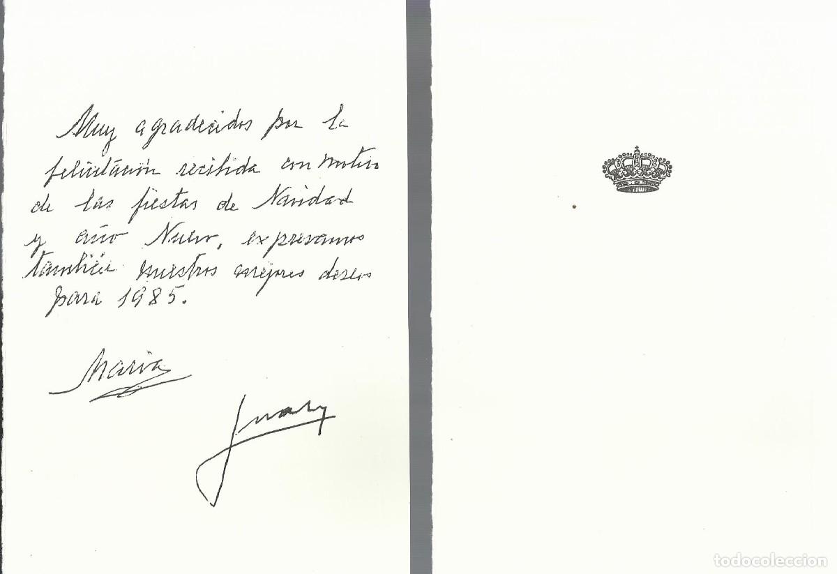 Documentos antiguos: D&iacute;ptico Felicitaci&oacute;n Navidad Juan de Borb&oacute;n y Mar&iacute;a de las Mercedes Borb&oacute;n 1985 Firmas serigrafiadas