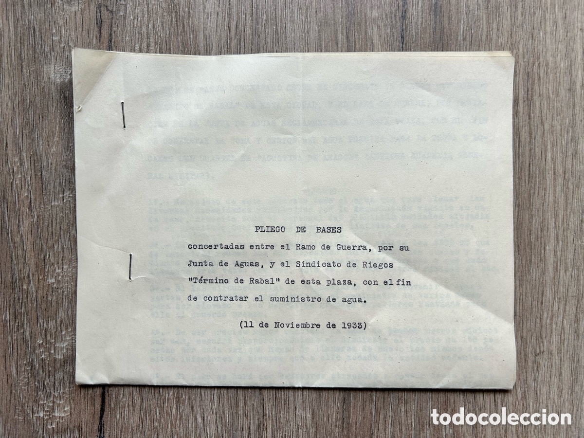 Documentos antiguos: Pliego de bases Ramo de Guerra - Sindicato Rietos Rabal - Cuartel Zaragoza 1933
