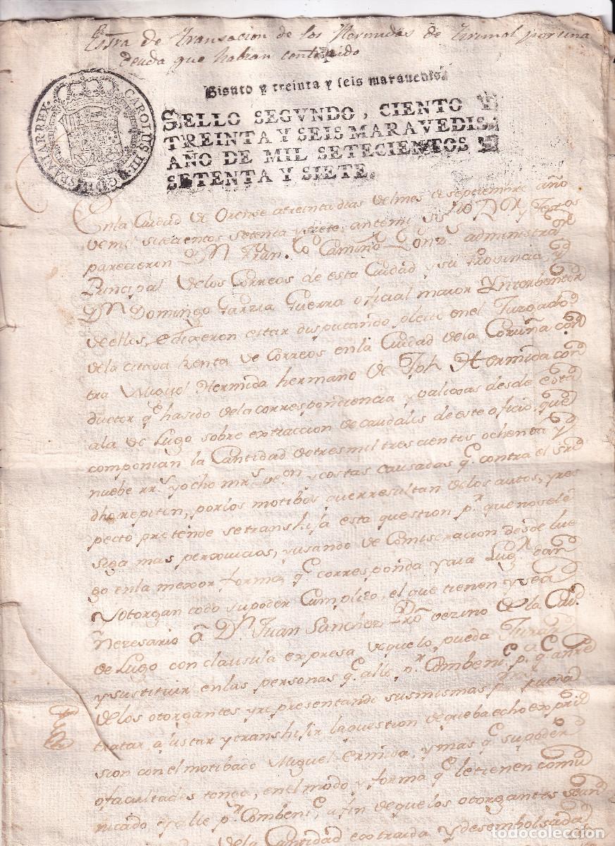 Documentos antiguos: PLEITO SOBRE LOS CORREOS DE ORENSE Y LUGO CON LA CIUDAD DE LA CORU&Ntilde;A. 1777. GALICIA.