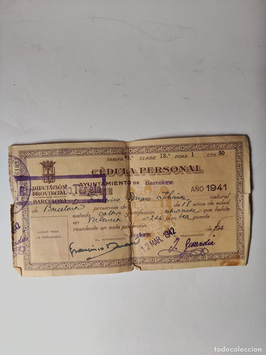 Documentos antiguos: CEDULA PERSONAL 1941