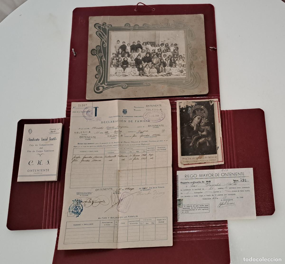 Documentos antiguos: ONTENIENTE ( Valencia ) - CARPETA CON DOCUMENTOS Y FOTOGRAF&Iacute;A - MUY ANTIGUOS