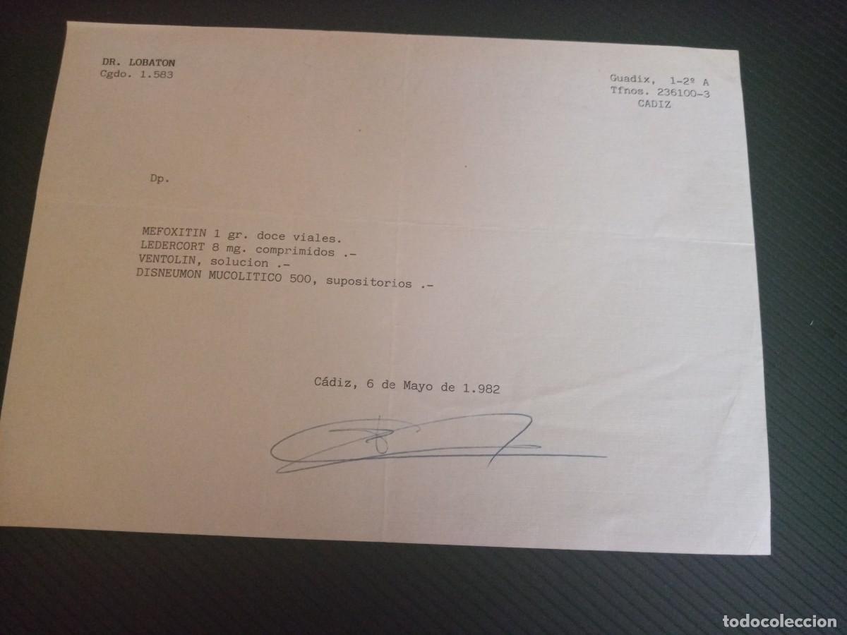 Documentos antiguos: Antigua receta m&eacute;dica Dr Lobat&oacute;n.