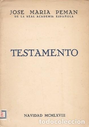 Documentos antiguos: TESTAMENTO - NAVIDAD MCMLXVIII - PEMAN, JOSE MARIA - A-PEMAN-375