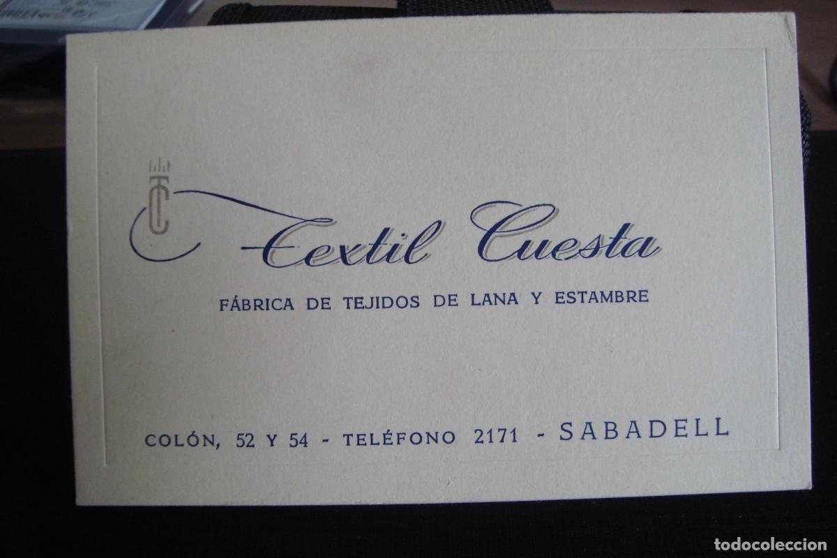 Documentos antiguos: ANTIGUA TARJETA COMERCIAL TEXTIL CUESTA. TEJIDOS LANA Y ESTAMBRE. SABADELL