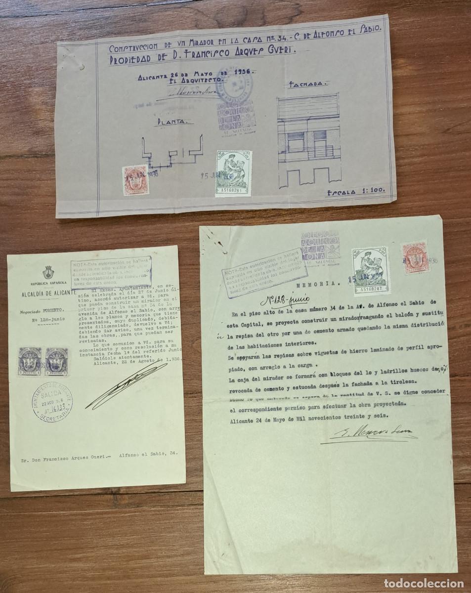 Documentos antiguos: ALICANTE - AVDA. ALFONSO EL SABIO, 34 - DOCUMENTACI&Oacute;N OBRAS - A&Ntilde;O 1936