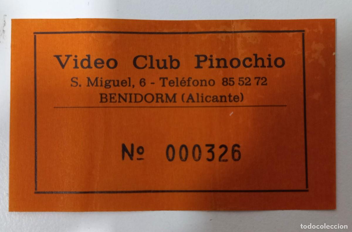 Documentos antiguos: ANTIGUA ETIQUETA DE PAPEL - VIDEO CLUB PINOCHO - BENIDORM