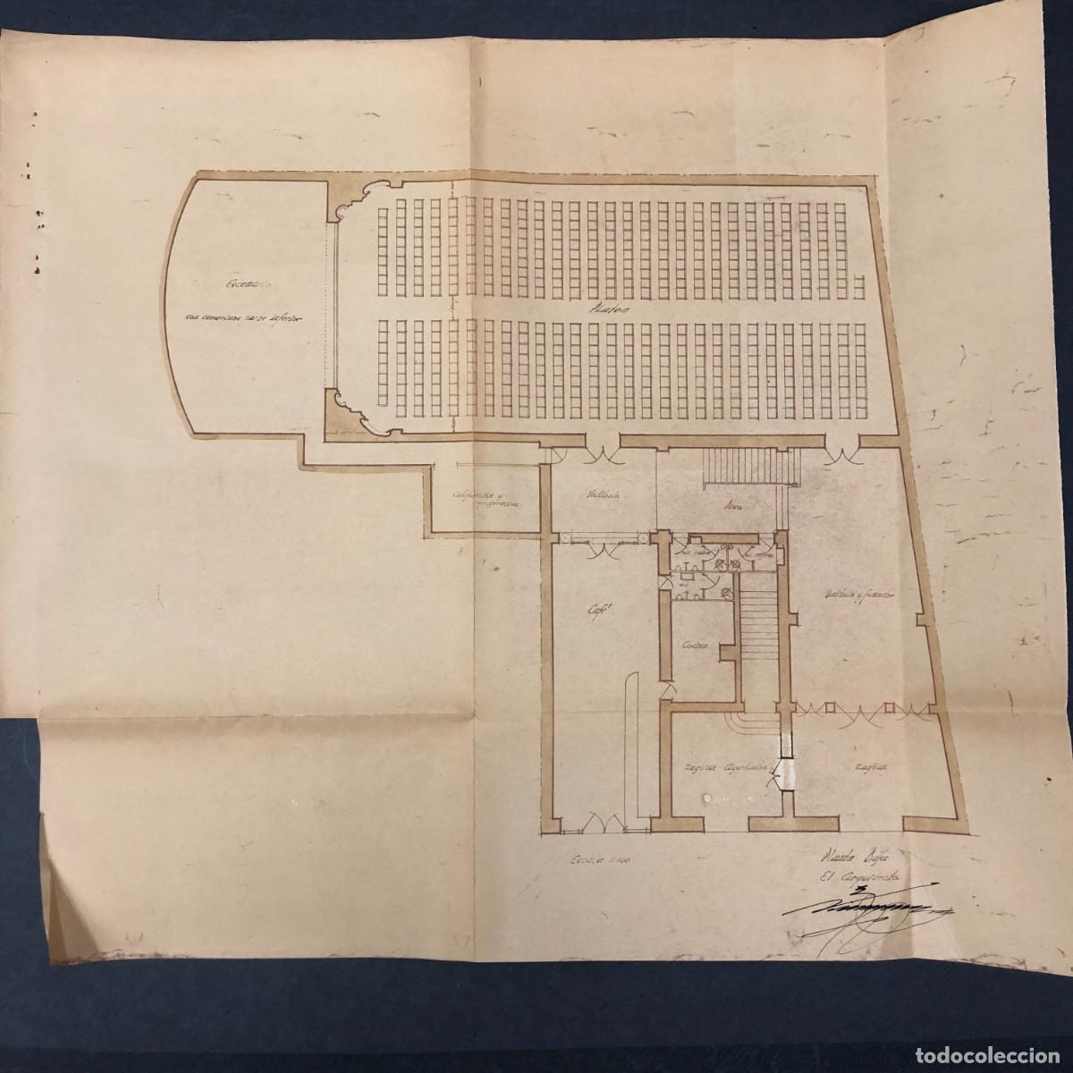 Documentos antiguos: PLANO - PROYECTO DE REFORMA DEL TEATRO MUNICIPAL DE BALAGUER - L&Eacute;RIDA 1945 - RAR&Iacute;SIMO / 469