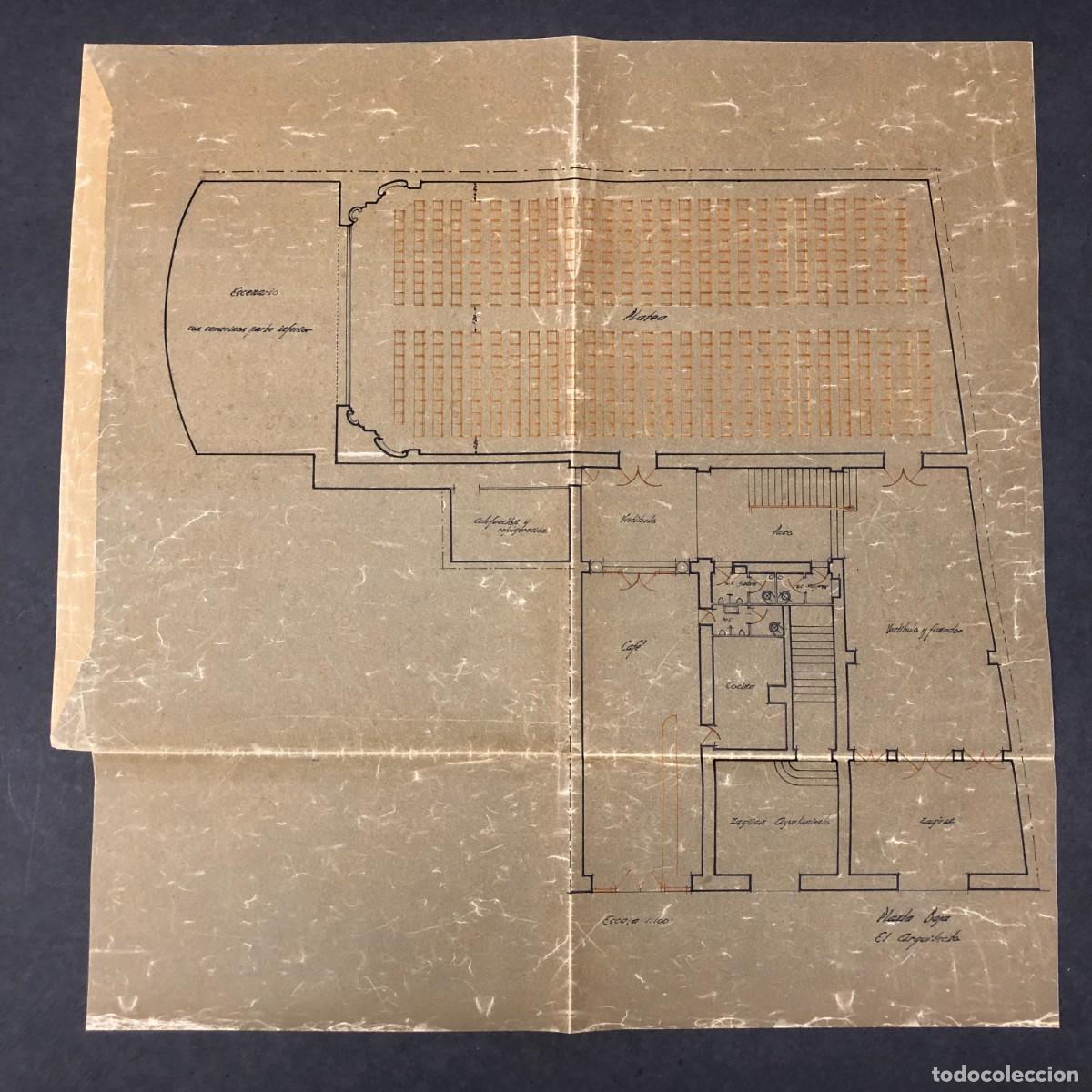 Documentos antiguos: PLANO ORIGINAL - PROYECTO DE REFORMA DEL TEATRO MUNICIPAL DE BALAGUER - L&Eacute;RIDA 1945 - RAR&Iacute;SIMO / 471