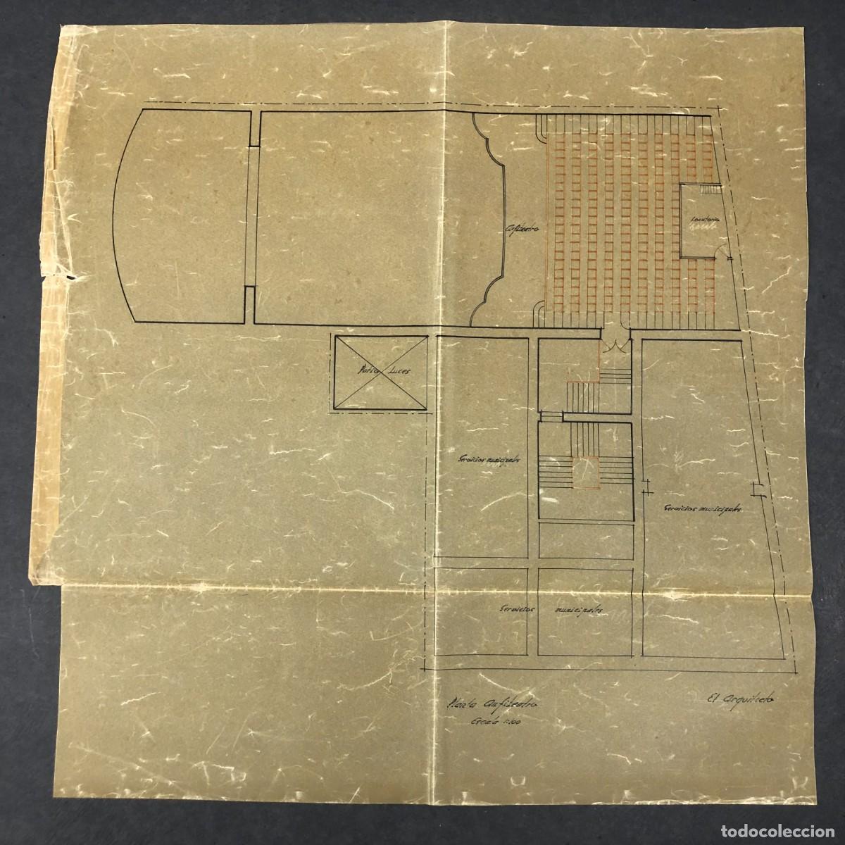 Documentos antiguos: PLANO ORIGINAL - PROYECTO DE REFORMA DEL TEATRO MUNICIPAL DE BALAGUER - L&Eacute;RIDA 1945 - RAR&Iacute;SIMO / 473