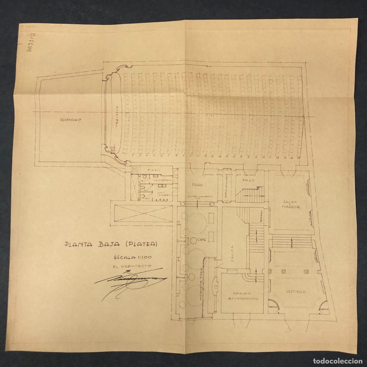 Documentos antiguos: PLANO - PROYECTO DE REFORMA DEL TEATRO MUNICIPAL DE BALAGUER - L&Eacute;RIDA 1945 - RAR&Iacute;SIMO / 477