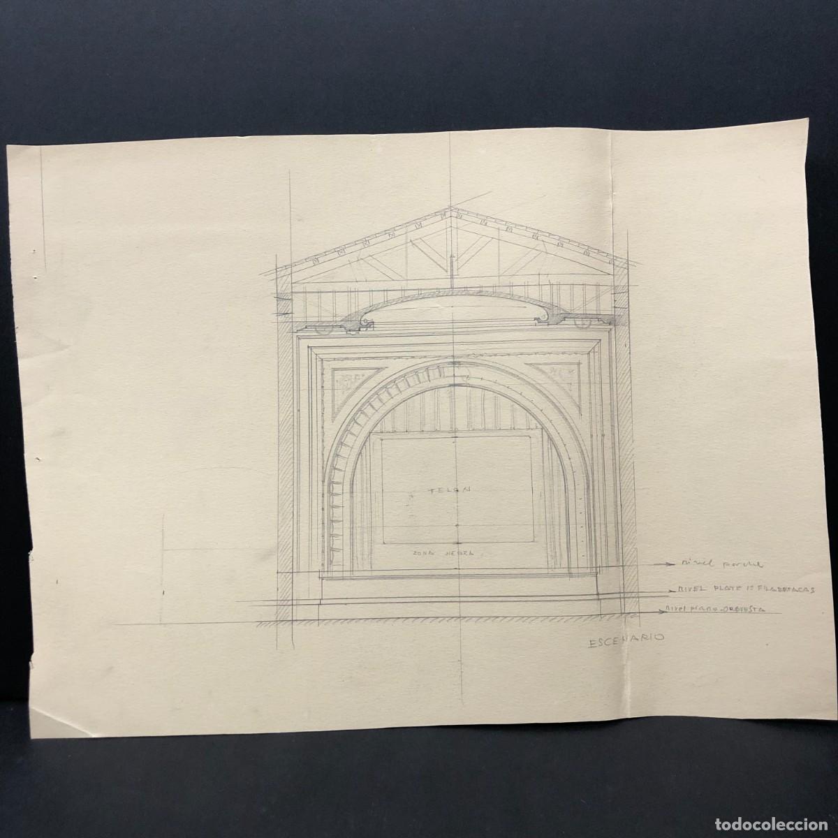 Documentos antiguos: PLANO ORIGINAL - PROYECTO DE REFORMA DEL TEATRO MUNICIPAL DE BALAGUER - L&Eacute;RIDA 1945 - RAR&Iacute;SIMO / 478
