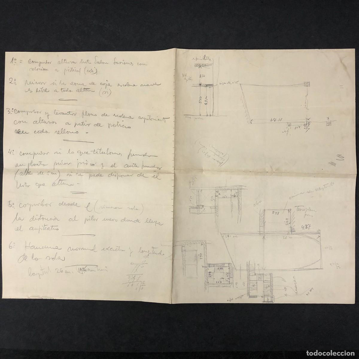 Documentos antiguos: PLANO ORIGINAL - PROYECTO DE REFORMA DEL TEATRO MUNICIPAL DE BALAGUER - L&Eacute;RIDA 1945 - RAR&Iacute;SIMO / 480