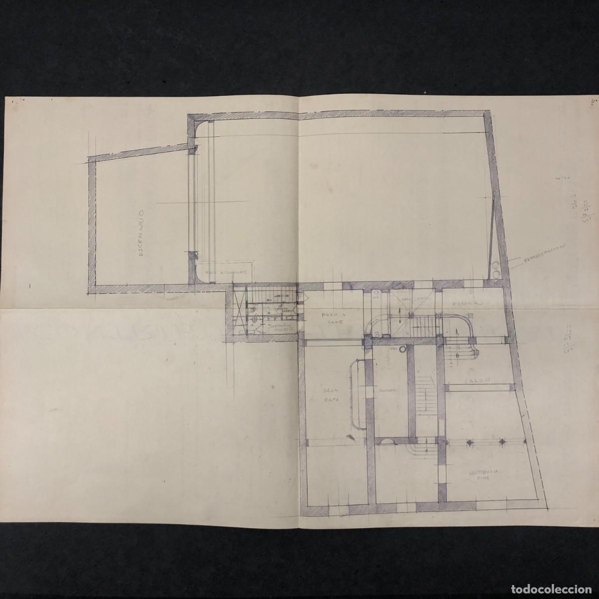 Documentos antiguos: PLANO ORIGINAL - PROYECTO DE REFORMA DEL TEATRO MUNICIPAL DE BALAGUER - L&Eacute;RIDA 1945 - RAR&Iacute;SIMO / 481