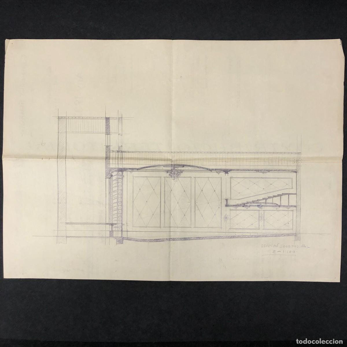 Documentos antiguos: PLANO ORIGINAL - PROYECTO DE REFORMA DEL TEATRO MUNICIPAL DE BALAGUER - L&Eacute;RIDA 1945 - RAR&Iacute;SIMO / 482