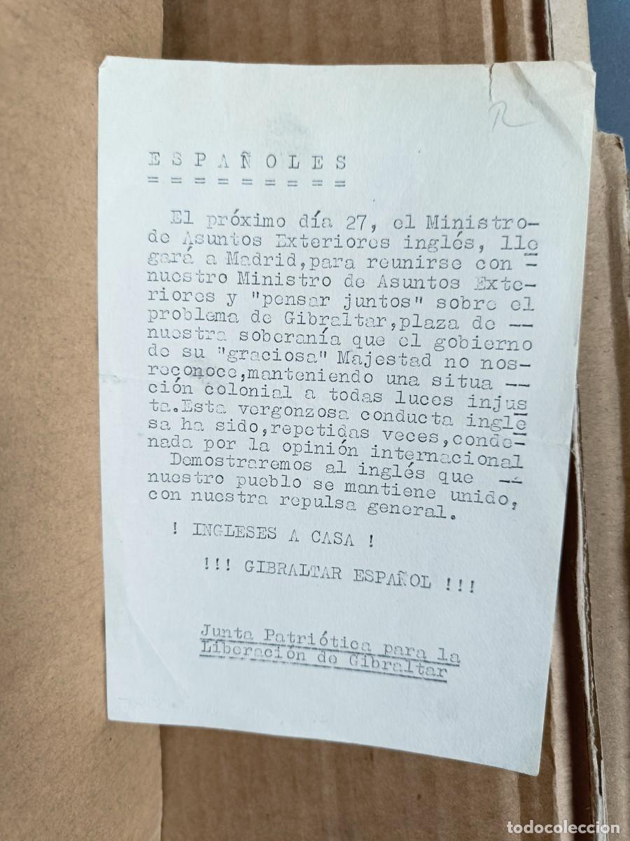 Documentos antiguos: ANTIGUA OCTAVILLA PANFLETO, JUNTA PATRIOTICA LIBERACION GIBRALTAR ESPA&Ntilde;OL, TRANSICION POLITICA -S1