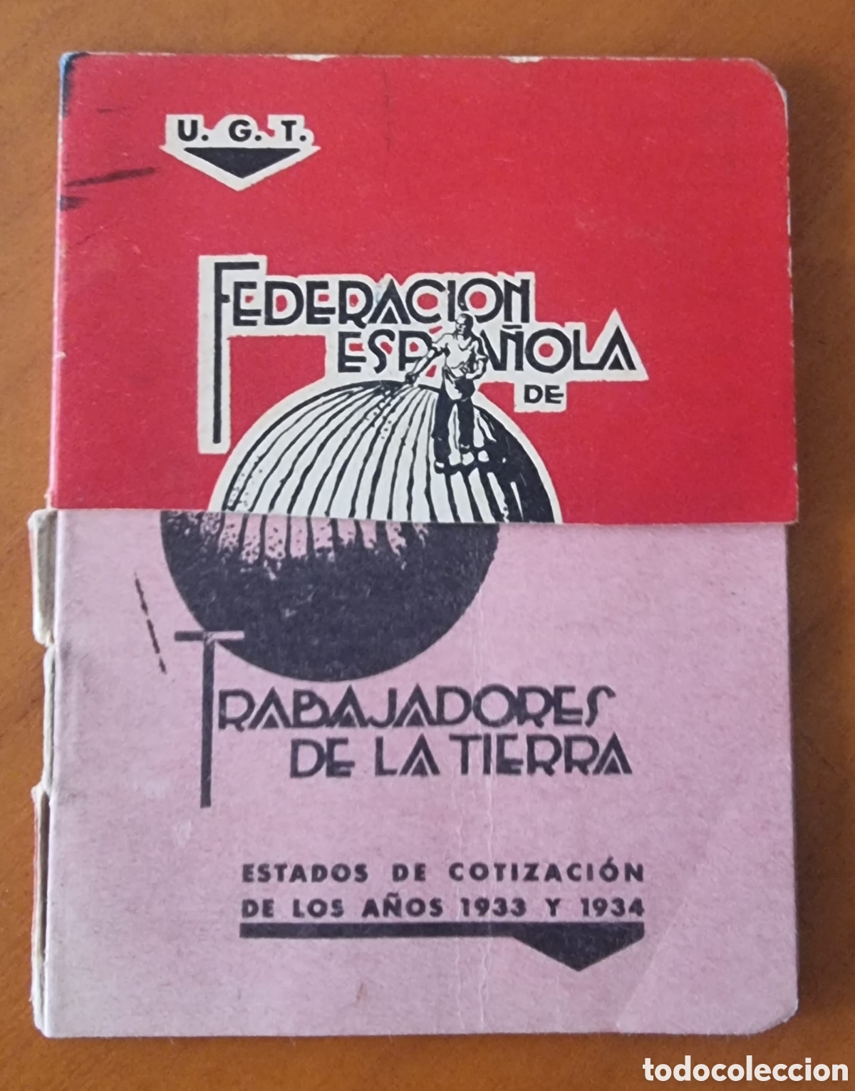 Documentos antiguos: Guerra civil UGT carnet trabajadores tierra original ved fotos