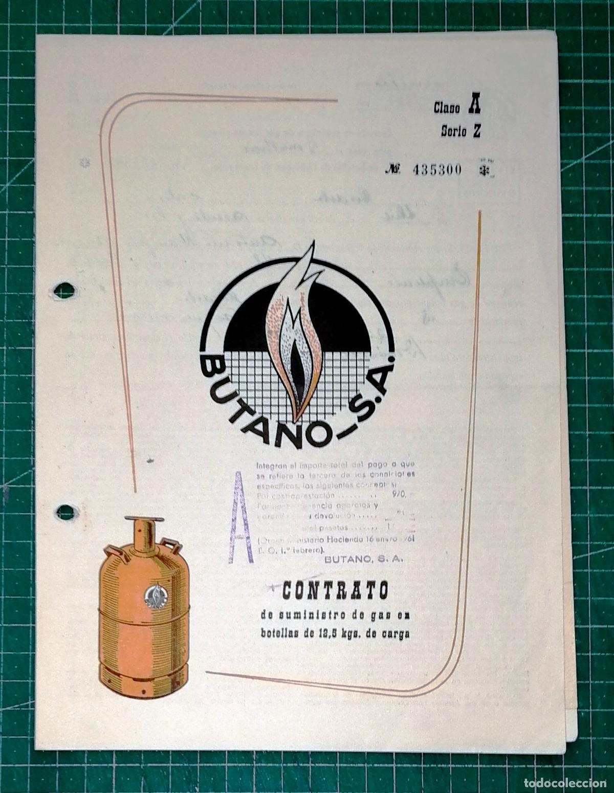 Documentos antiguos: CONTRATO DE SUMINISTRO DE BUTANO PARA USOS DOM&Eacute;STICO. CLASE A, SERIE Z. C&oacute;rdoba, 1962