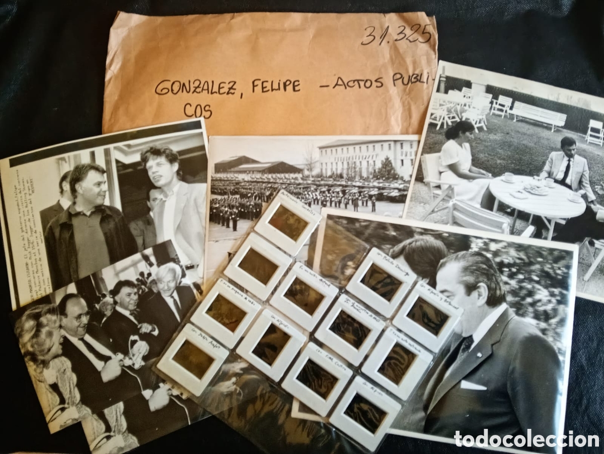 Documentos antiguos: Lote Exclusivo Felipe Gonz&aacute;lez: Fotograf&iacute;as de Prensa, Diapositivas Hist&oacute;ricas y Documentos Original