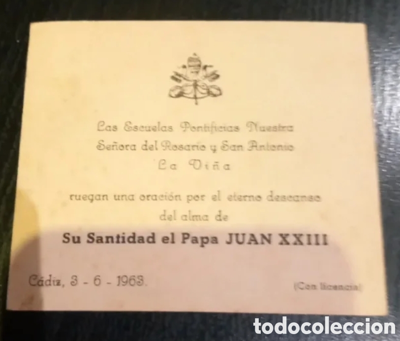 Documentos antiguos: ESTAMPA RELIGIOSA DE JUAN XXIII - Foto 2