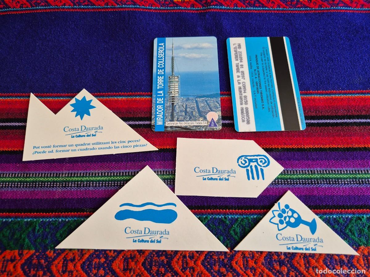 Documentos antiguos: 2 ENTRADAS TICKETS MIRADOR DE LA TORRE COLLSEROLA BARCELONA 1994. REGALO PUZZLE COSTA DAURADA DORADA