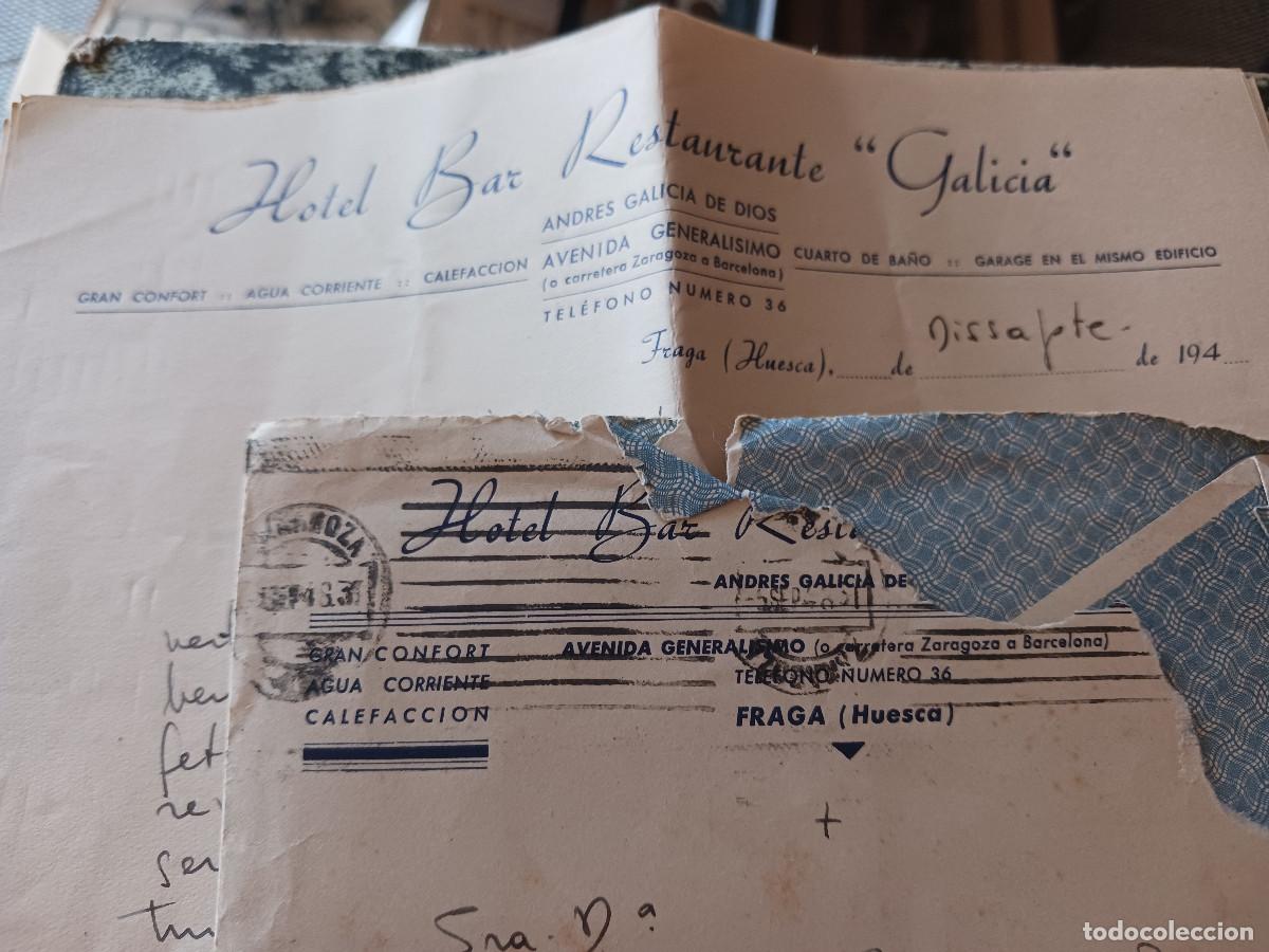 Documentos antiguos: carta y sobre, escrita en 1948 ?, con nombre de hotel bar restaurante galicia