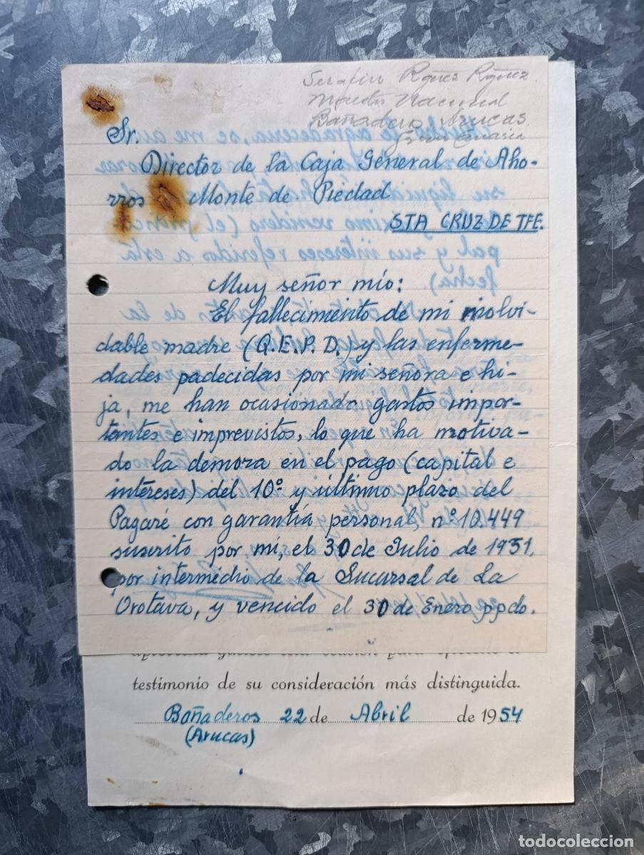 Documentos antiguos: CARTA Y DOCUMENTOS MANUSCRITOS DE SERAF&Iacute;N RODRIGUEZ RODRIGUEZ-MAESTRO NACIONAL DE BA&Ntilde;ADEROS A&Ntilde;O 1954