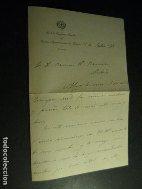 Documentos antiguos: ALMER&Iacute;A TENIENTE ALCALDE AYUNTAMIENTO MANUEL DE O&Ntilde;A CARTA 1907