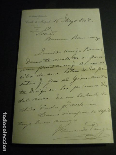 Documentos antiguos: BARCELONA GENERAL GOBERNADOR CASTILLO DE MONTJUICH CARTA 1907