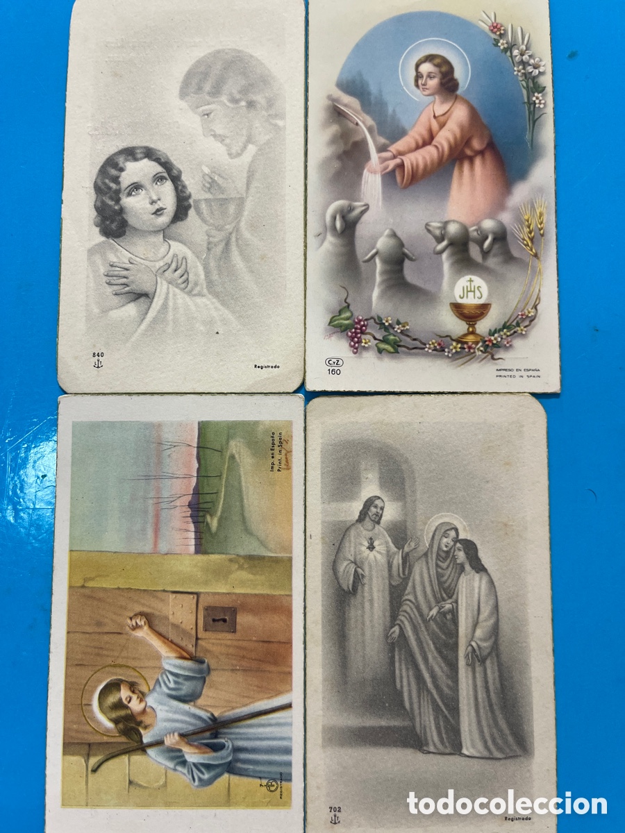 Documentos antiguos: 4 Estampas Comuni&oacute;n Hospital Resureccion Utrera 1948-57-58
