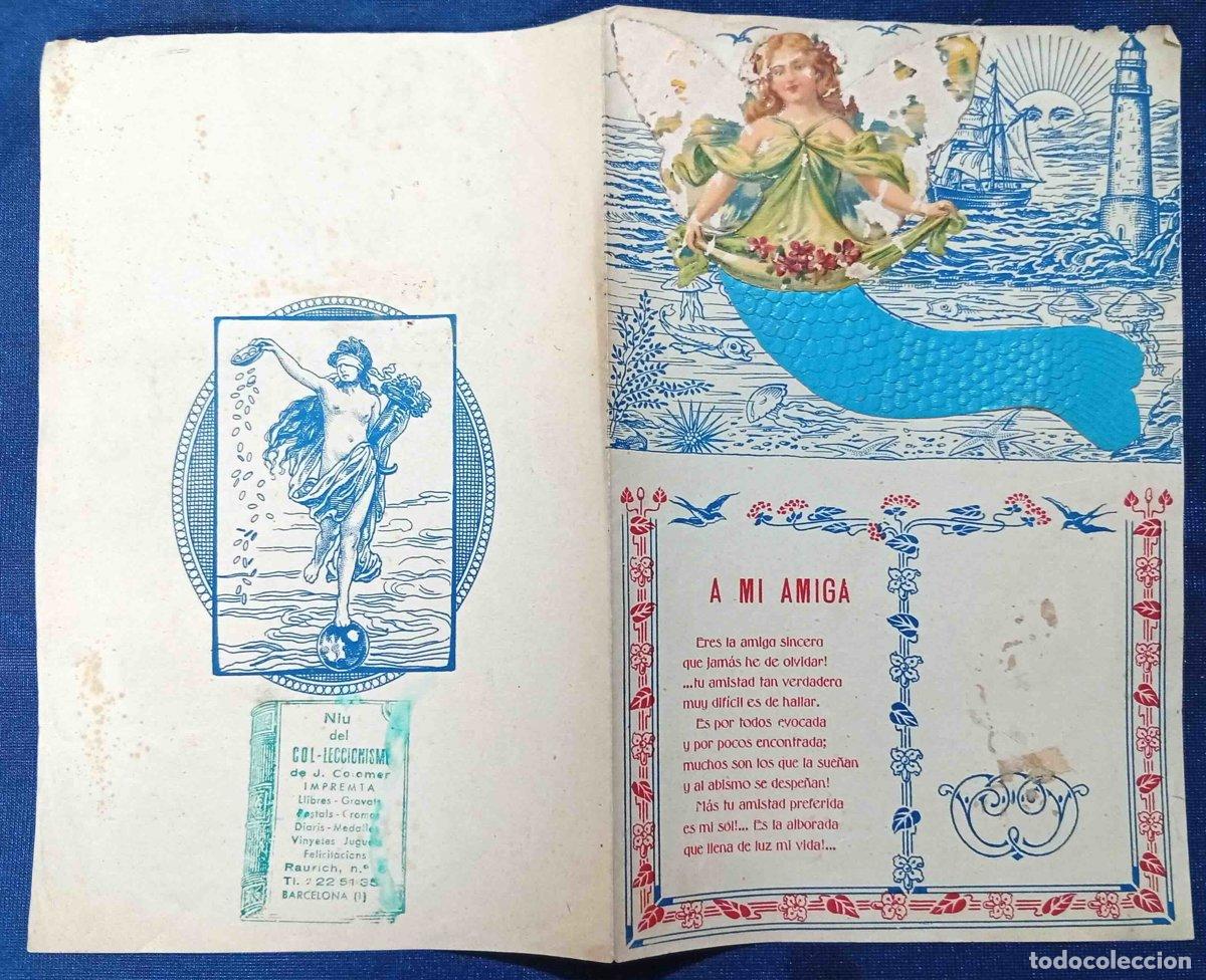 Documenti antichi: PAPEL DE CARTA CON CROMO ENGANCHADO PARA ESCRIBIR A MI AMIGA. S/F.