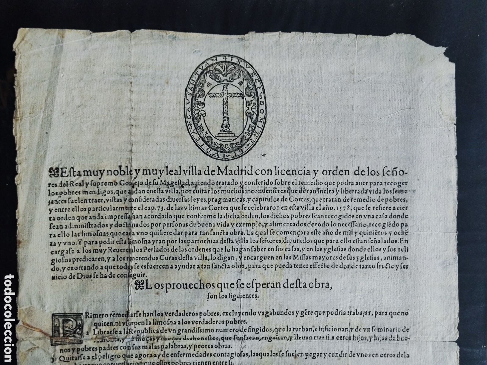 Documentos antiguos: MADRID, FUNDACI&Oacute;N DEL HOSPICIO DE MADRID 1581 - Foto 2