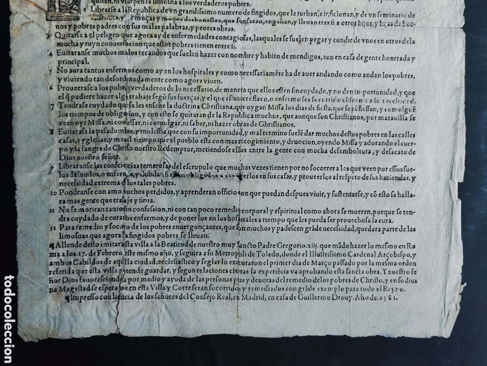 Documentos antiguos: MADRID, FUNDACI&Oacute;N DEL HOSPICIO DE MADRID 1581 - Foto 6
