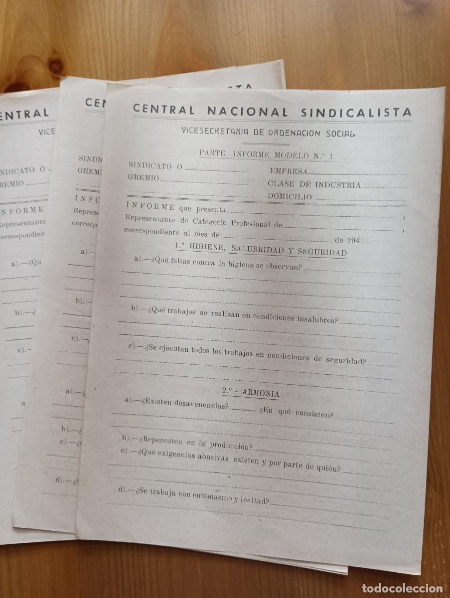 Documentos antiguos: FORMULARIO HISTORICO OFICIAL CENTRAL NACIONAL SINDICALISTA DECADA 1940