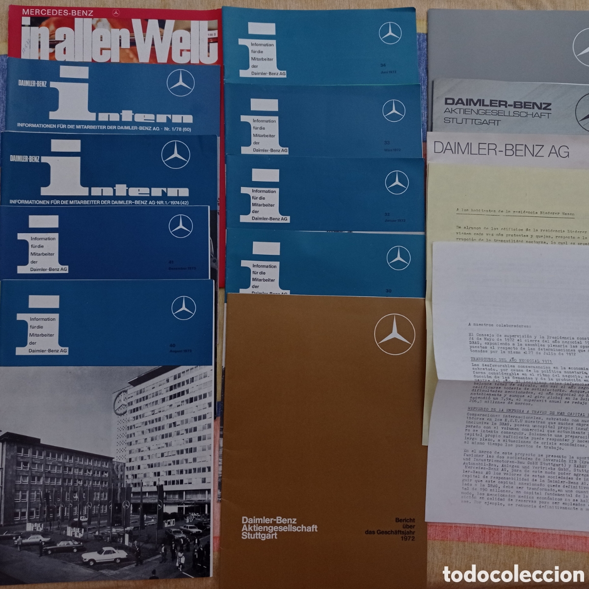 Documentos antiguos: MERCEDES-BENZ, REVISTAS Y DOCUMENTACI&Oacute;N PARA TRABAJADORES Y COMERCIALES EN STUTTGART, DECADA 70'S
