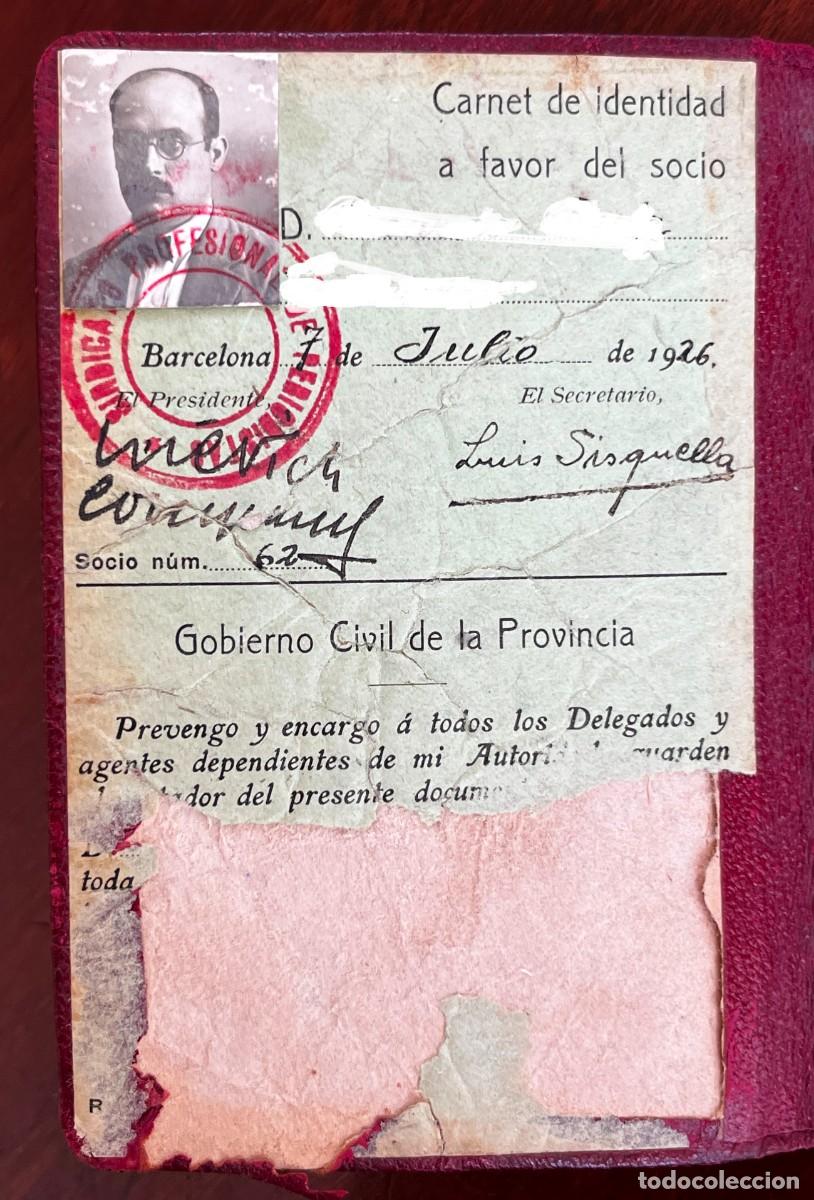 Documentos antiguos: CARNET SINDICATO PROFESIONAL DE PERIODISTAS DE BARCELONA &ndash; 1926