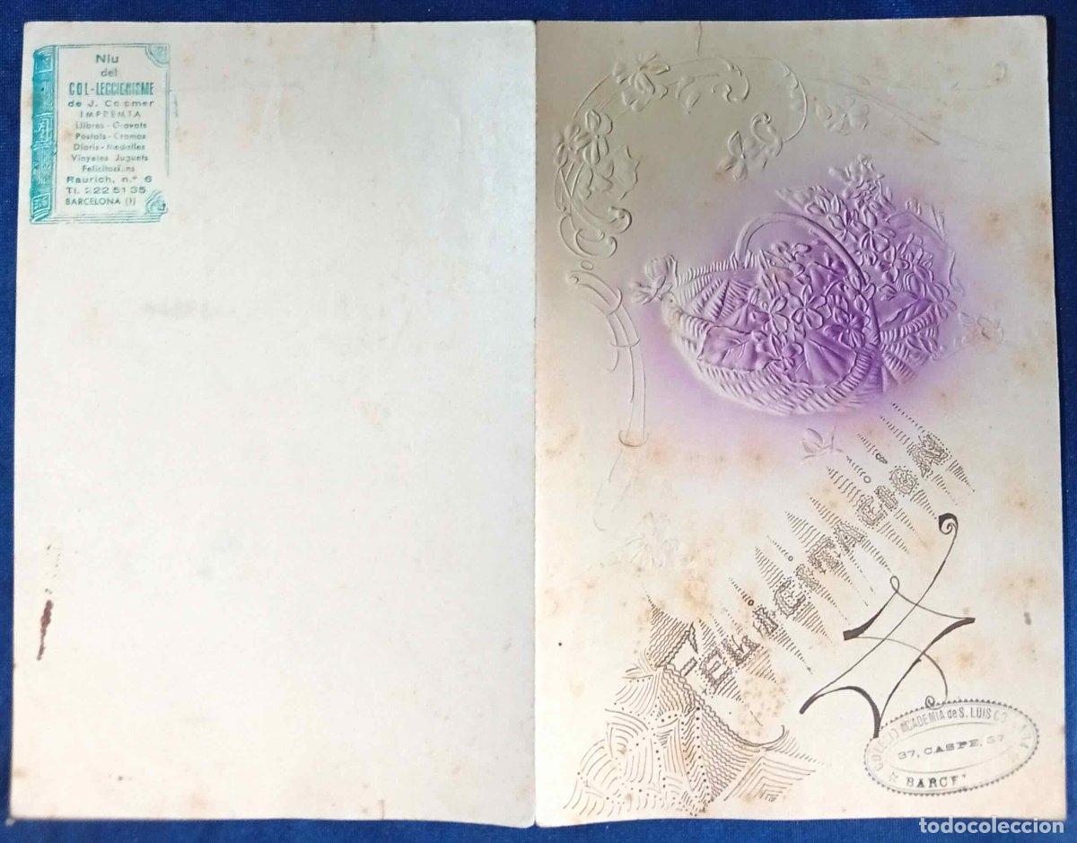 Documentos antiguos: PAPEL DE CARTA CON ILUSTRACI&Oacute;N GOFRADA Y CON TEXTO ESCRITO: FELICITACI&Oacute;N A UNA MADRE. S/F.