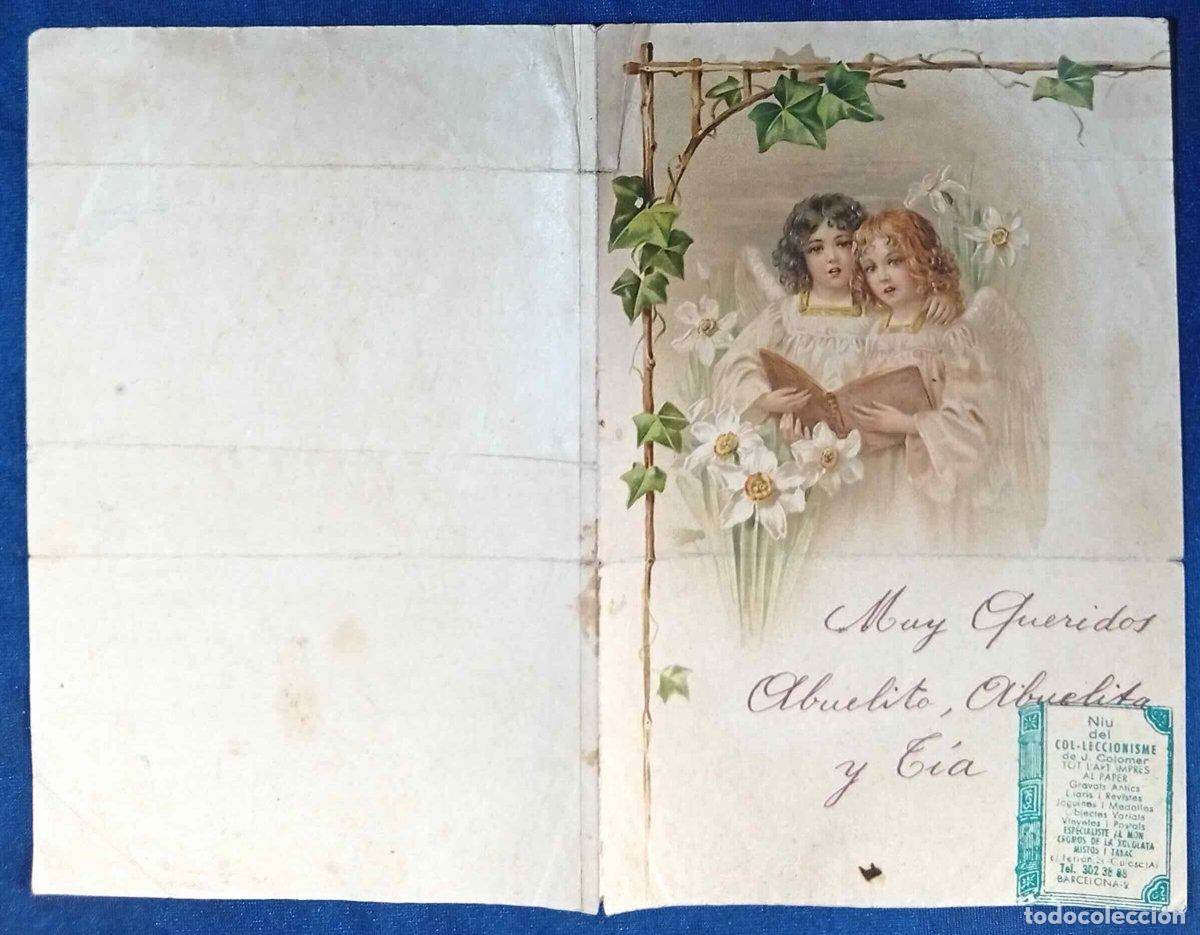 Documentos antiguos: PAPEL DE CARTA CON ILUSTRACI&Oacute;N GOFRADA Y CON TEXTO ESCRITO: MUY QUERIDOS ABUELITOS, 1913.