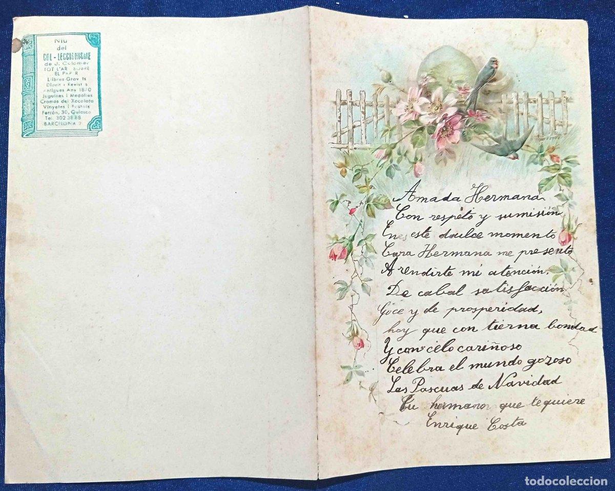 Documentos antiguos: PAPEL DE CARTA CON ILUSTRACI&Oacute;N GOFRADA DE P&Aacute;JAROS Y FLORES Y TEXTO ESCRITO: AMADA HERMANA, S/F.