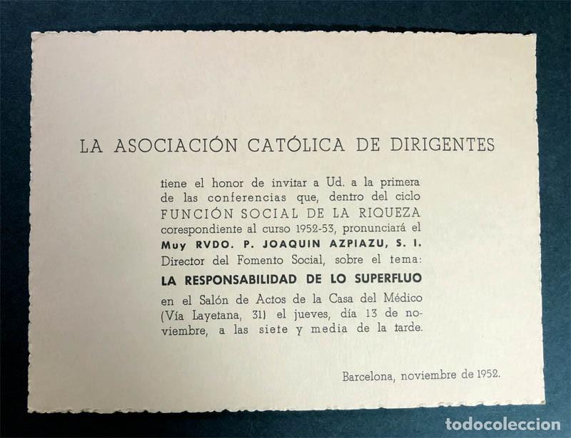 Documentos antiguos: ASOCIACI&Oacute;N CAT&Oacute;LICA DE DIRIGENTES / BARCELONA 1952 / CONFERENCIA P. JOAQU&Iacute;N AZPIAZU