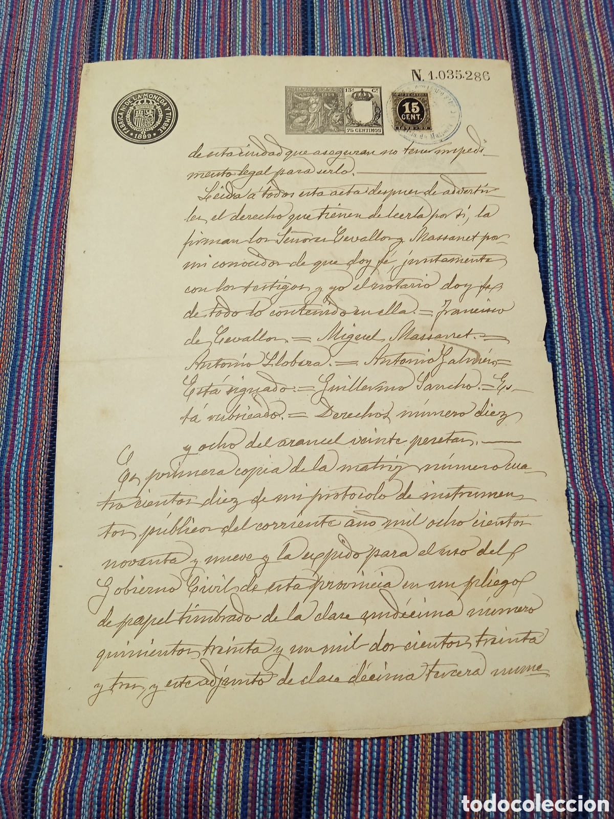 Documentos antiguos: CUATRO DOCUMENTOS MALLORCA CON SELLOS IMPUESTO GUERRA 1898-1899