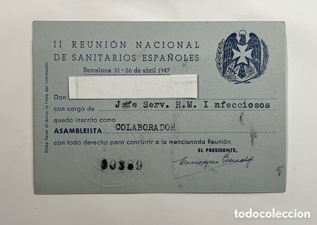 Documentos antiguos: II REUNI&Oacute;N NACIONAL DE SANITARIOS ESPA&Ntilde;OLES. Barcelona 21 - 26 de abril 1947