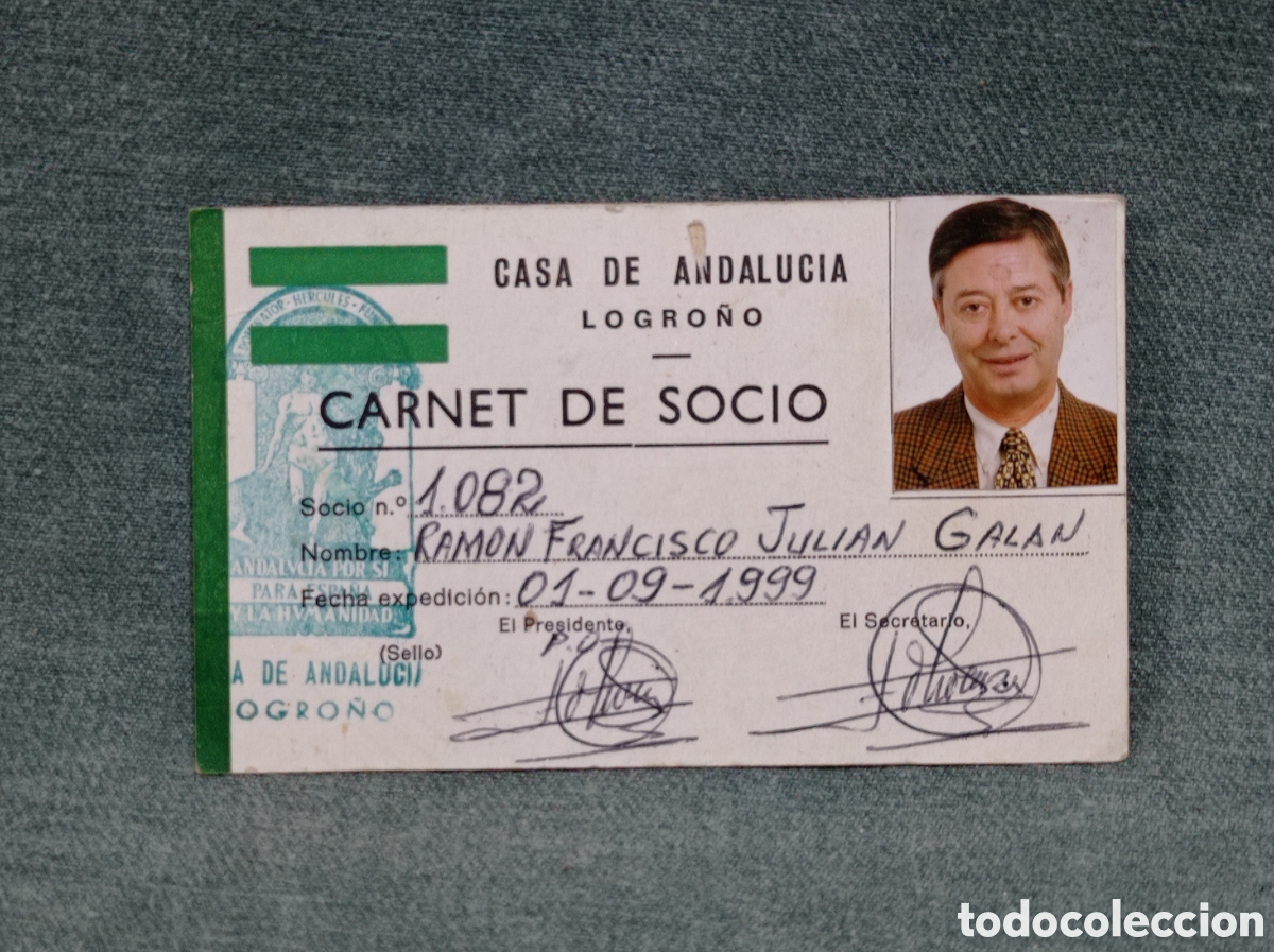 Documentos antiguos: CARNET DE SOCIO - CASA DE ANDALUC&Iacute;A DE LOGRO&Ntilde;O