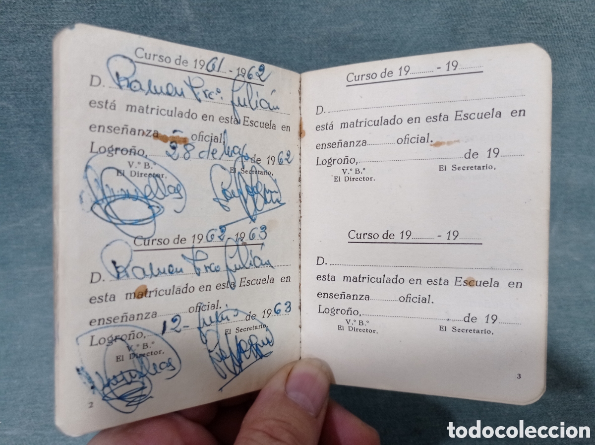 Documentos antiguos: CARNET DE IDENTIDAD ESCOLAR - ESCUELA DE COMERCIO - LOGRO&Ntilde;O - 1961 - Foto 4