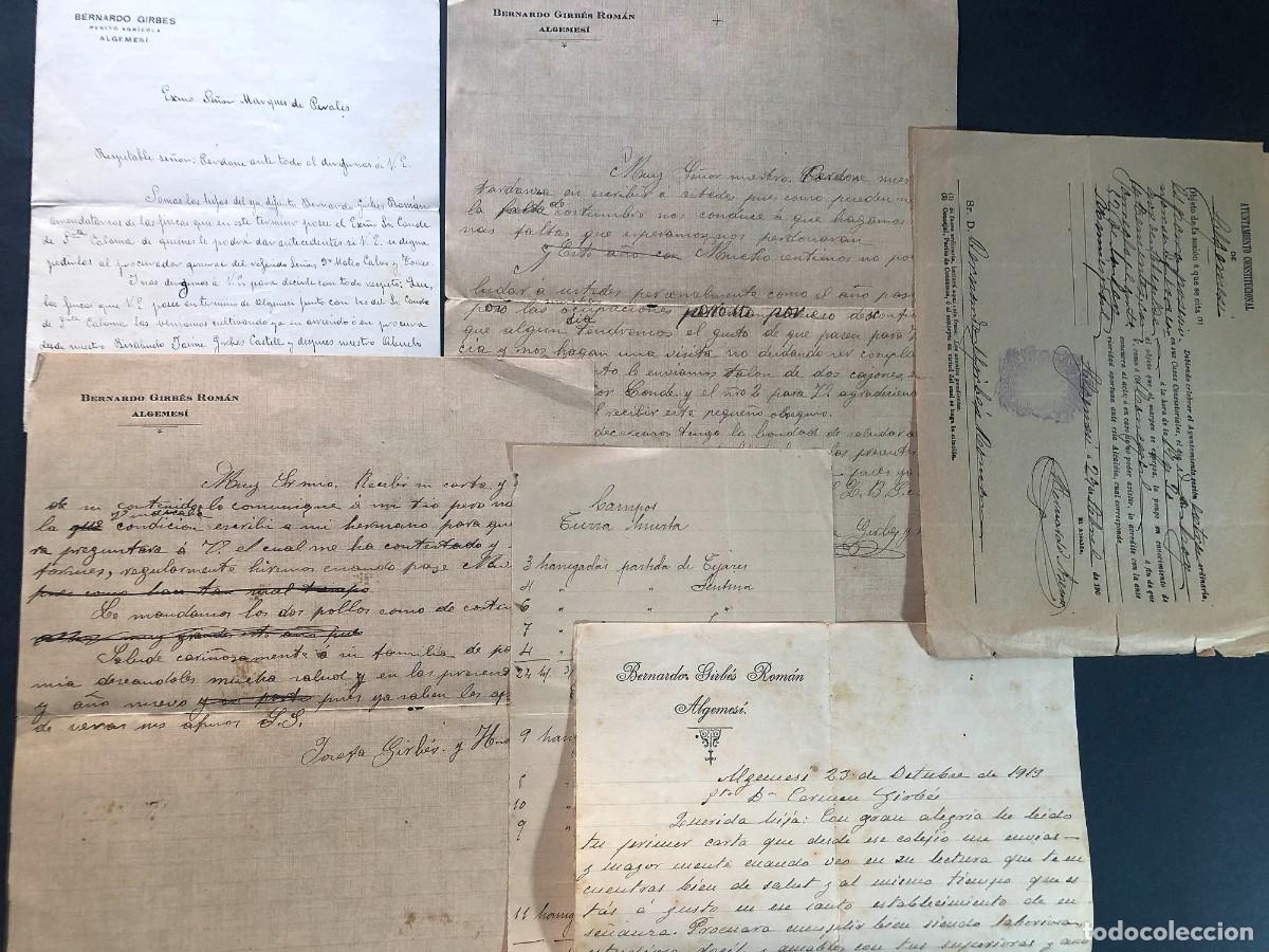 Documentos antiguos: ALGEMES&Iacute; ( VALENCIA ) CARTAS Y DOCUMENTOS 1913-24 / BERNARDO GIRBES