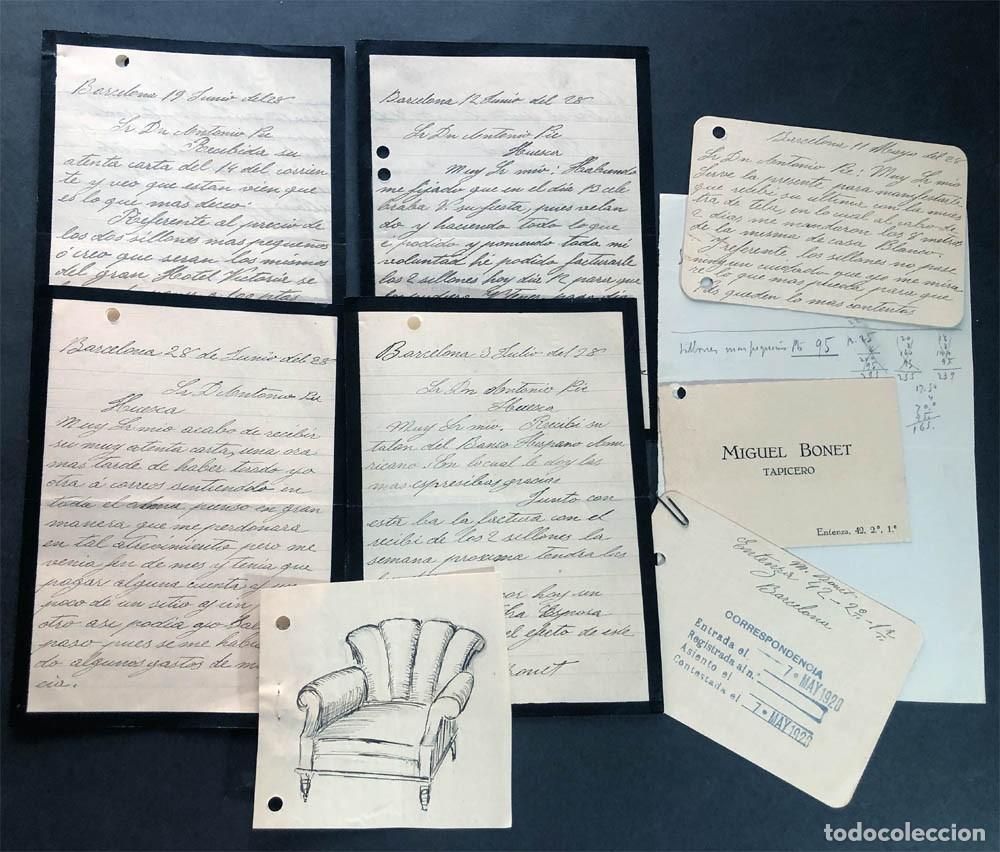 Documentos antiguos: MIGUEL BONET TAPICERO DE BARCELONA A&Ntilde;O 1928 / VENTA SILLONES VECINO ILUSTRE DE HUESCA