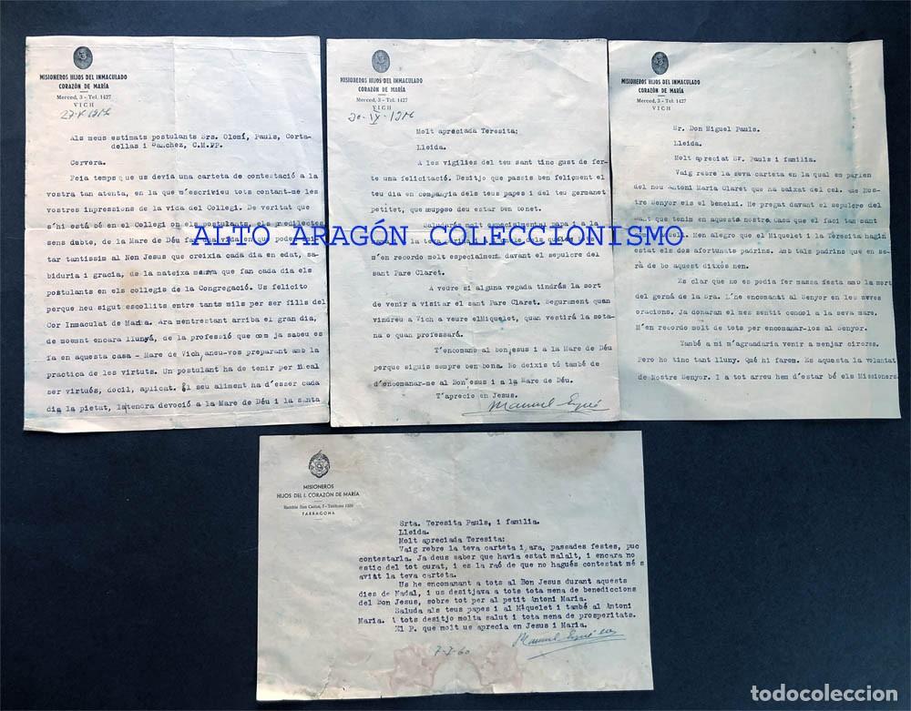 Documentos antiguos: DOCUMENTOS A&Ntilde;O 1956 / MISIONEROS DEL CORAZ&Oacute;N DE MAR&Iacute;A DE VICH / VIC / CERVERA Y LLEIDA