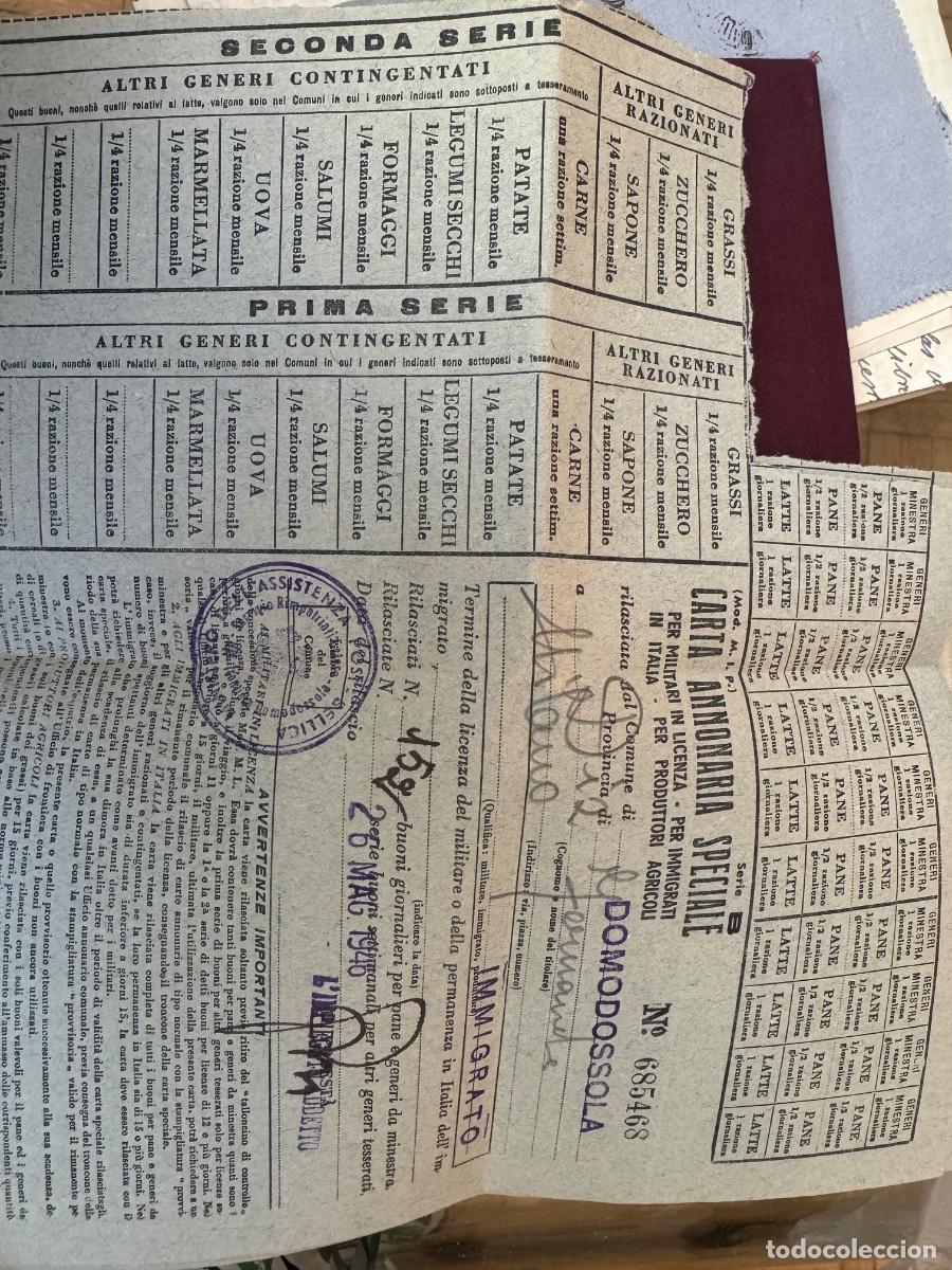 Documentos antiguos: Cartilla Racionamiento ITALIA 1946